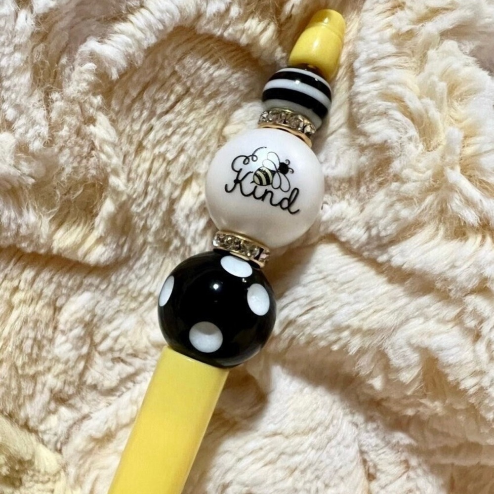 Yellow and Black Beaded Pen